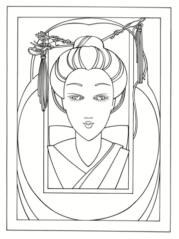 Young Japanese Woman Coloring Page